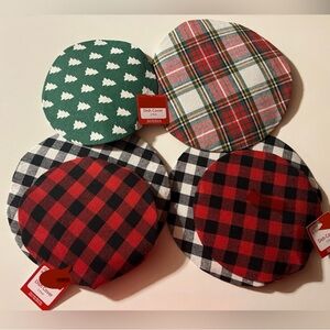 Dish Cover 2pk Plaid & Buff pattern Holiday Style Dish reusable Fabric Covers